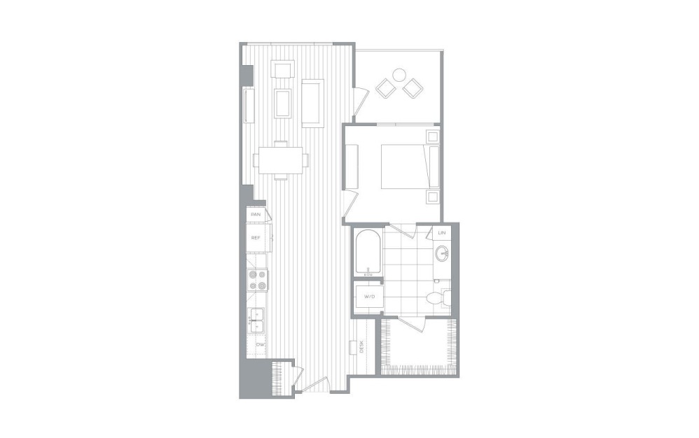 A15 - 1 bedroom floorplan layout with 1 bath and 757 to 863 square feet. (Layout 1)